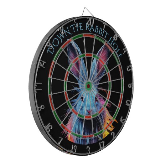 Het konijnenhol Blauw Konijn in brand Dartbord (Voorkant Links)