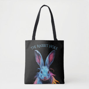 Het konijnenhol Blauw Konijn in brand Tote Bag