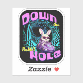 Het konijnenhol naar beneden (+achtergrond) sticker