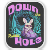 Het konijnenhol naar beneden (+achtergrond) sticker (Voorkant)