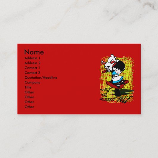 Het konijnenhol omlaag visitekaartje (Voorkant)