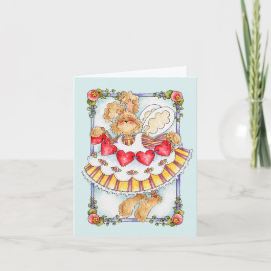 Het Konijntje van het Koord van het hart - de Feestdagen Kaart (Voorkant)