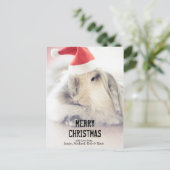 Het konijntje van Kerstmis met leuk pet Feestdagenkaart (Staand voorkant)