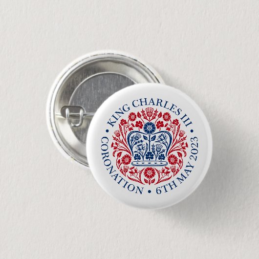 Het koningsembleem van koning Charles 2023 Ronde Button 3,2 Cm (Voorkant /achterkant)