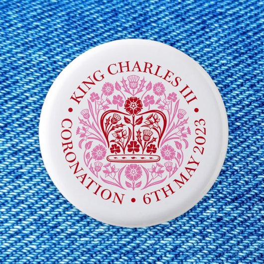 Het koningsembleem van koning Charles 2023 Ronde Button 3,2 Cm