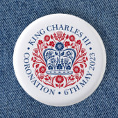Het koningsembleem van koning Charles 2023 Ronde Button 3,2 Cm