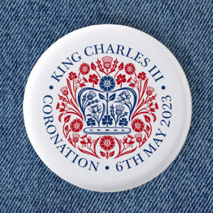Het koningsembleem van koning Charles 2023 Ronde Button 3,2 Cm