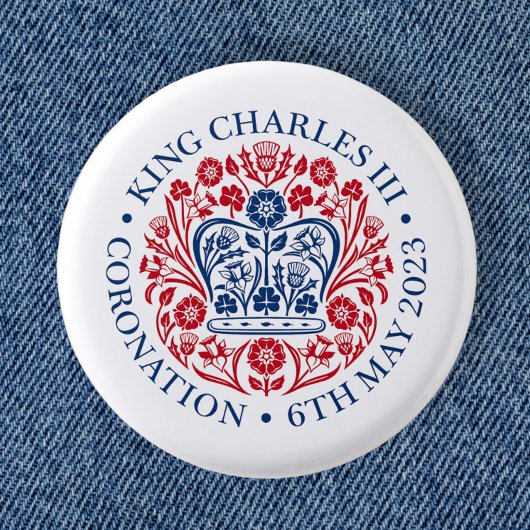 Het koningsembleem van koning Charles 2023 Ronde Button 3,2 Cm