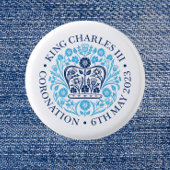 Het koningsembleem van koning Charles 2023 Ronde Button 3,2 Cm