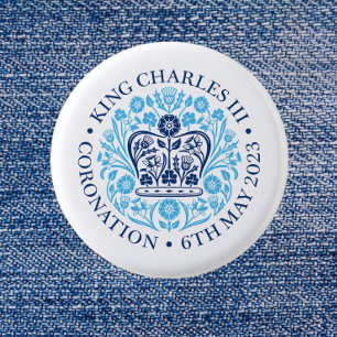 Het koningsembleem van koning Charles 2023 Ronde Button 3,2 Cm