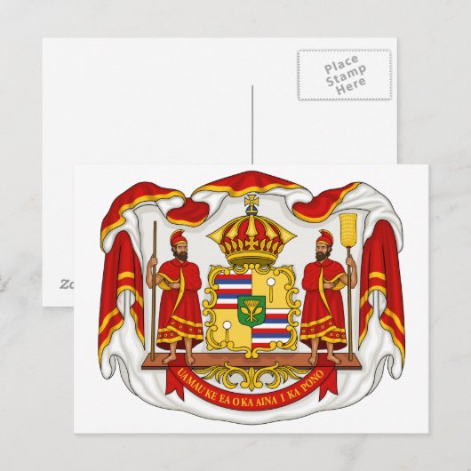 Het koninklijk wapenschild van het Koninkrijk Hawa Briefkaart (Voorkant / Achterkant)