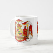 Het koninklijk wapenschild van het Koninkrijk Hawa Koffiemok (Voorkant links)