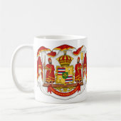 Het koninklijk wapenschild van het Koninkrijk Hawa Koffiemok (Links)