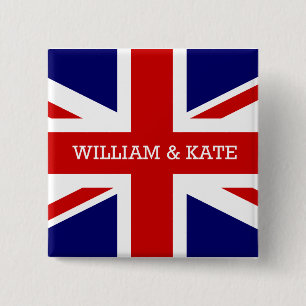 Het koninklijke huwelijk - William & Kate Vierkante Button 5,1 Cm