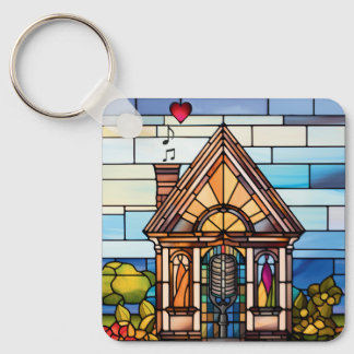 Het koor van de aarde - Little House Glas in lood Sleutelhanger