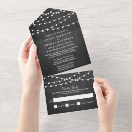Het koord licht op het Collectie van de bruiloft v All In One Uitnodiging