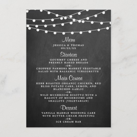 Het koord licht op het Collectie van de bruiloft v Menu (Voorkant)