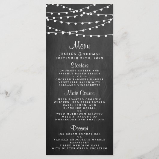 Het koord licht op het Collectie van de bruiloft v Menu (Voorkant)