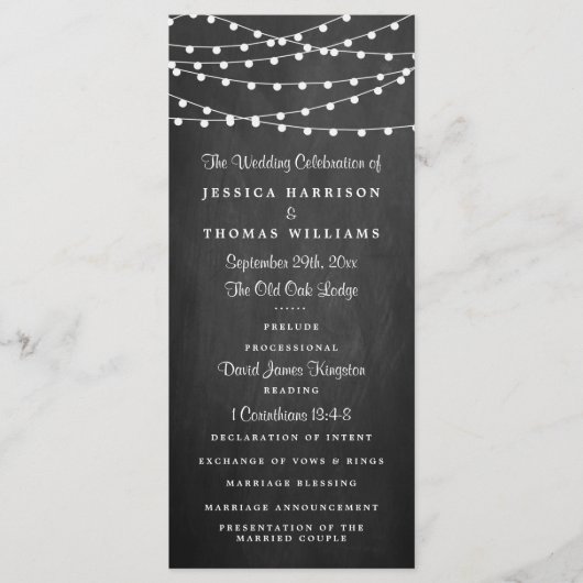 Het koord licht op het Collectie van de bruiloft v Programmakaart (Voorkant)