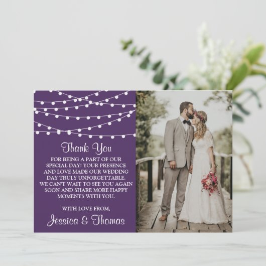 Het koord licht op het Paarse Collectie van de bru Bedankkaart (Staand voorkant)