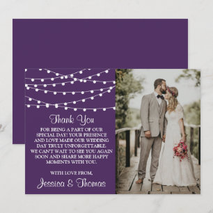 Het koord licht op het Paarse Collectie van de bru Bedankkaart