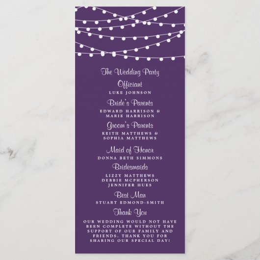 Het koord licht op het Paarse Collectie van de bru Programmakaart (Achterkant)