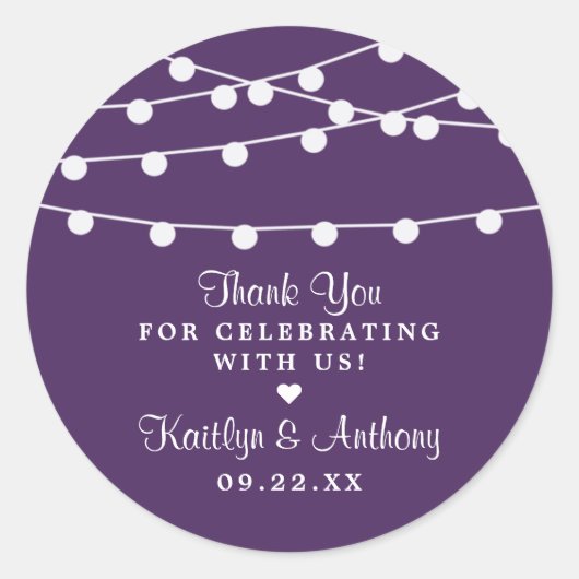 Het koord licht op het Paarse Collectie van de bru Ronde Sticker (Voorkant)