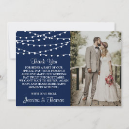 Het koord verlicht op marineblauw Collectie van de Bedankkaart