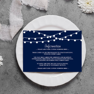 Het koord verlicht op marineblauw Collectie van de Informatiekaartje