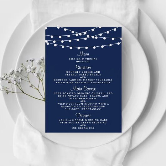 Het koord verlicht op marineblauw Collectie van de Menu