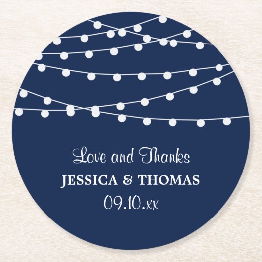 Het koord verlicht op marineblauw Collectie van de Ronde Kartonnen Onderzetter (Voorkant)