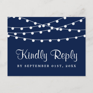 Het koord verlicht op marineblauw Collectie van de Uitnodiging Briefkaart