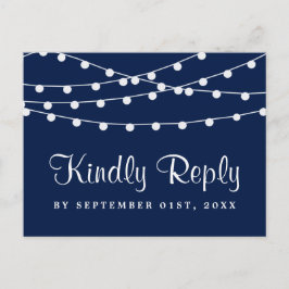 Het koord verlicht op marineblauw Collectie van de Uitnodiging Briefkaart