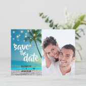 Het koord verlicht Tropisch strand sparen de Foto Save The Date (Staand voorkant)