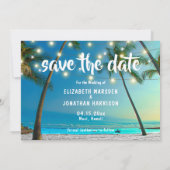 Het koord verlicht Tropisch strand sparen de Foto Save The Date (Achterkant)
