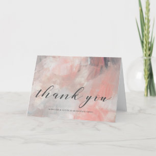 Het koraal en de Grijze Abstracte Penseelstreken Bedankkaart