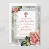 Het koraal nam de Dwars Eerste Heilige Communie Kaart (Voorkant / Achterkant)