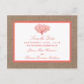 Het koraal op het strand van Burlap Boho Collectie Aankondigingskaart (Voorkant)