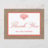 Het koraal op het strand van Burlap Boho Collectie Briefkaart (Voorkant)