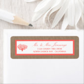 Het koraal op het strand van Burlap Boho Collectie Etiket (Insitu)