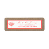 Het koraal op het strand van Burlap Boho Collectie Etiket (Voorkant)