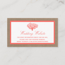 Het koraal op het strand van Burlap Boho Collectie Informatiekaartje