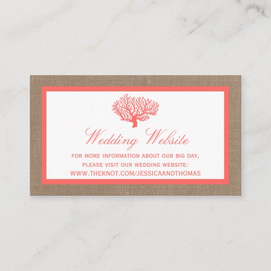 Het koraal op het strand van Burlap Boho Collectie Informatiekaartje (Voorkant)