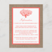 Het koraal op het strand van Burlap Boho Collectie Informatiekaartje (Voorkant)