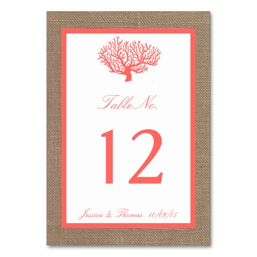 Het koraal op het strand van Burlap Boho Collectie Kaart (Achterkant)