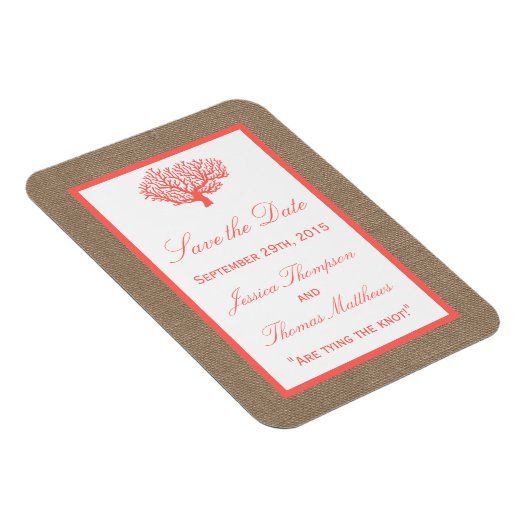 Het koraal op het strand van Burlap Boho Collectie Magneet (Rechterzijde)