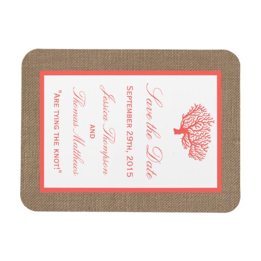 Het koraal op het strand van Burlap Boho Collectie Magneet (Horizontaal)