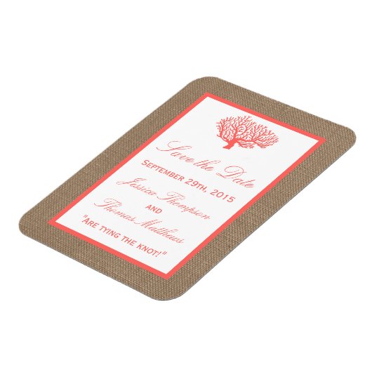 Het koraal op het strand van Burlap Boho Collectie Magneet (Linkerzijde)