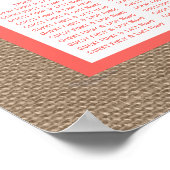 Het koraal op het strand van Burlap Boho Collectie Poster (Hoek)