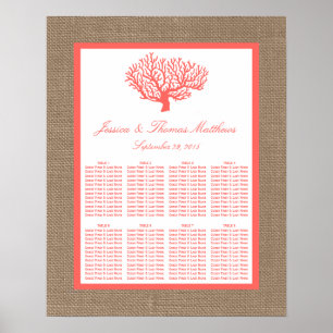 Het koraal op het strand van Burlap Boho Collectie Poster